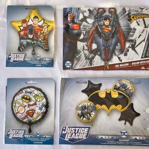Justice League Batman Superman Foil Balloon Bundle Kit Of 8- 6 Std 2 Jumbo New